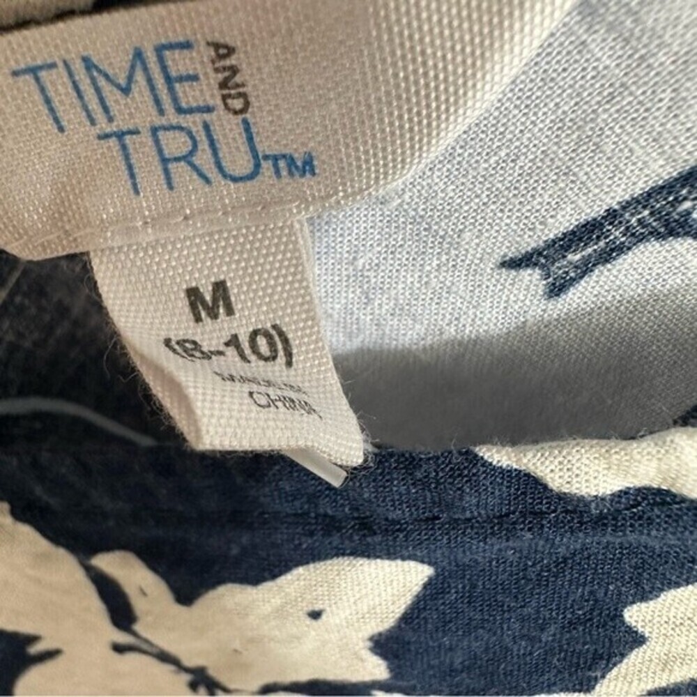 Time&Tru Floral V-Neck Woven Tank Top Medium 8-10 - Picture 12 of 16